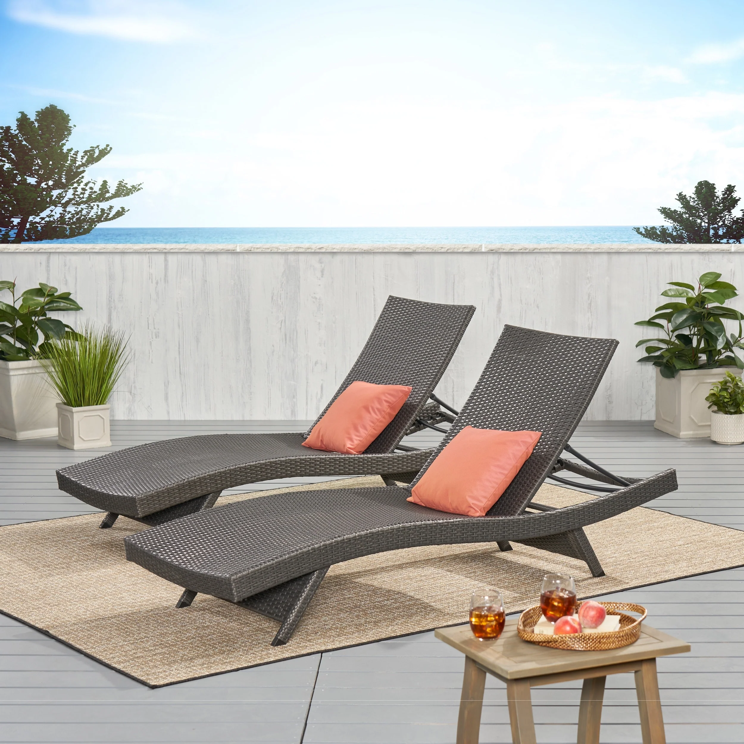 Salem Outdoor Brown Wicker Lounge (Set of 2) by Christopher Knight Home