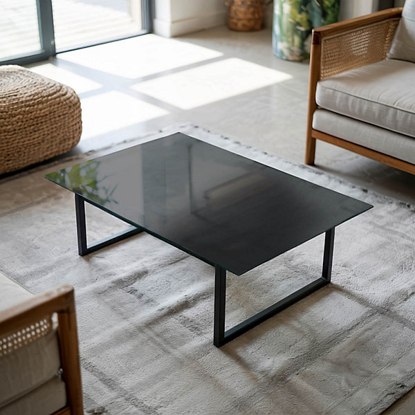 Dessus de table en verre trempé Wallfluent 80x60 cm Couleur noire lisse