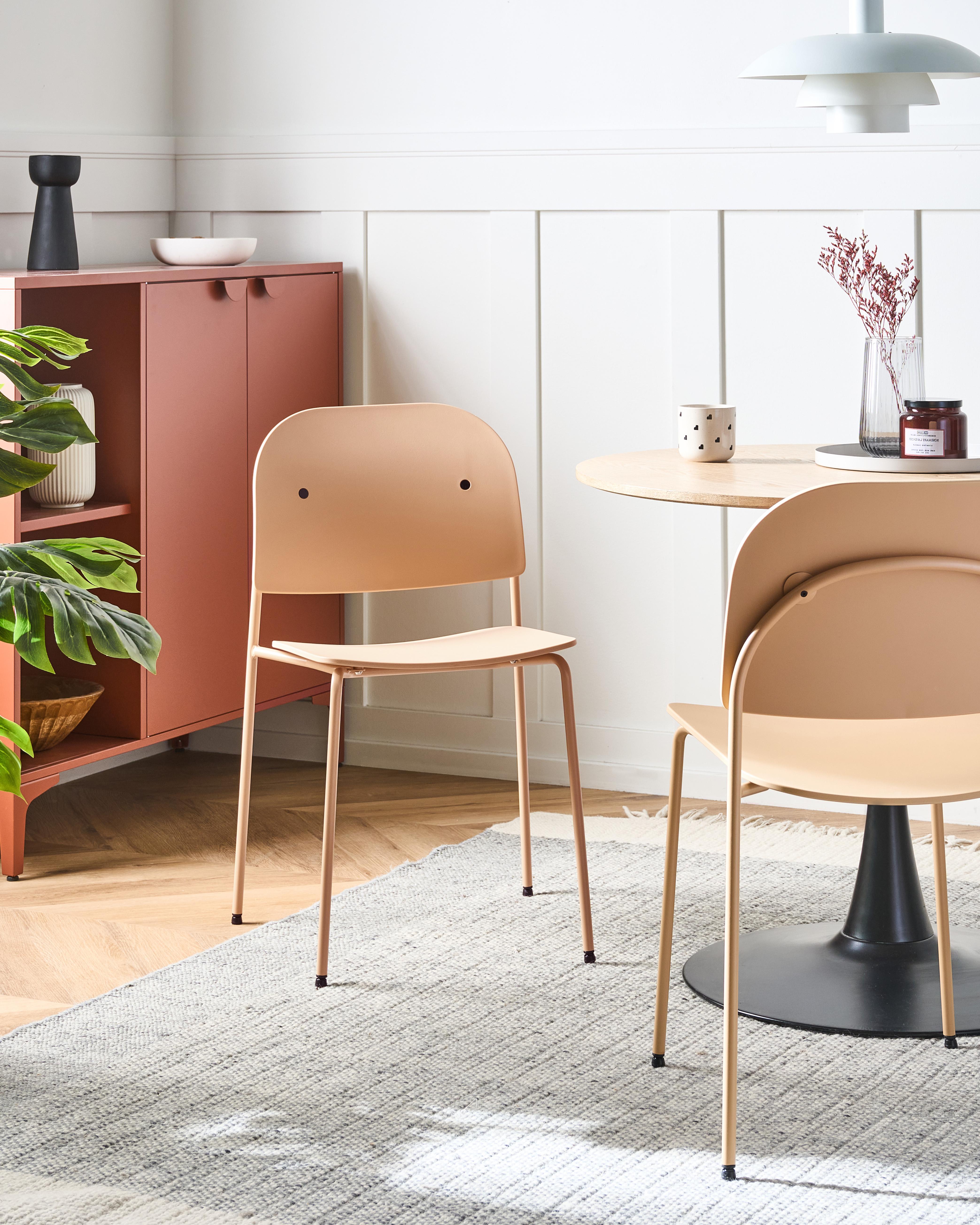 Set of 2 Dining Chairs WINDUST Metal Beige
