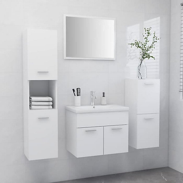 Ensemble de meubles de salle de bain - vidaXL - 3070910 - Blanc - Bois d'ingénierie - Rangement spacieux