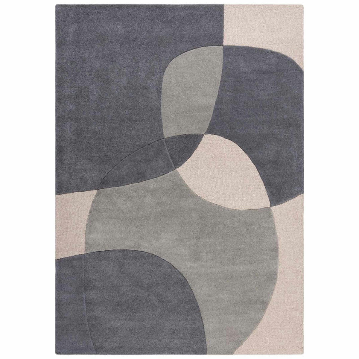 GLEE - Tapis de salon en laine gris 120x170 cm