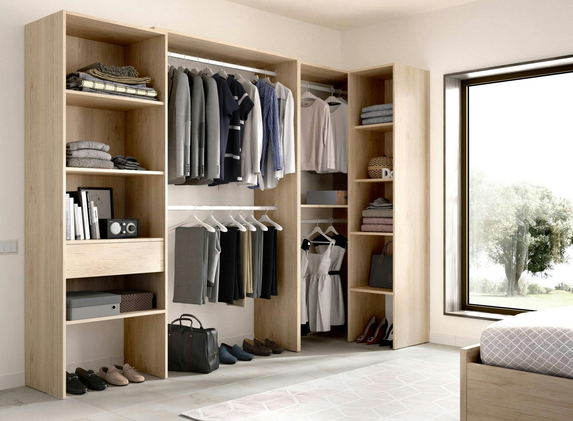 ARERA - Garde-robe effet bois chêne