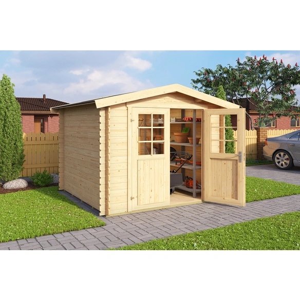Gartenhaus »Dänemark«, Holz, BxHxT: 271,4 x 222 x 260 cm (Außenmaße inkl. Dachüberstand), Wandstärke 28mm