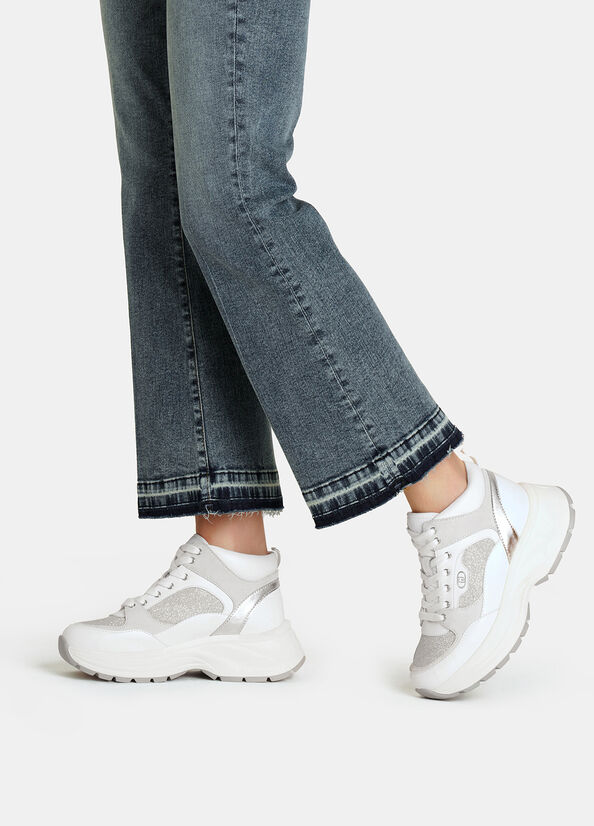 Mid sneakers in glitter mesh
