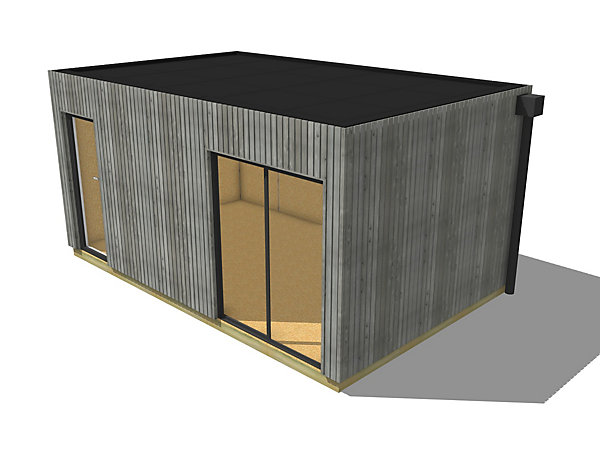 Annexe de jardin sans permis en bois 5,5 x 3,5 x 2,7 m avec plancher isolé