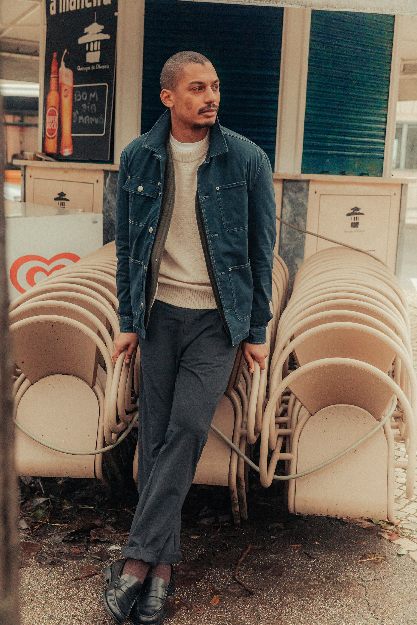 Veste saharienne bleu foncé multipoches Homme