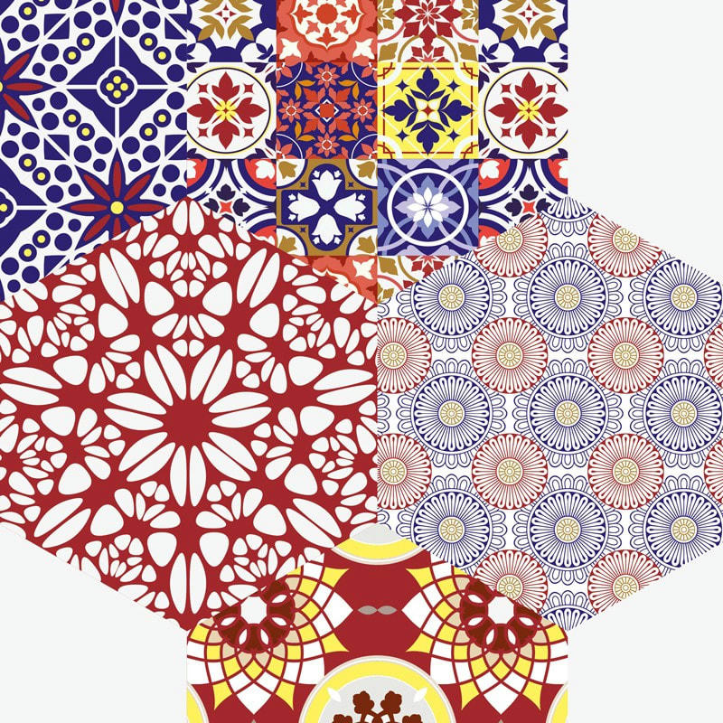 ANDALOU - Bandeau PVC lot de 2 : L 70cmxH 30cm Multicolore Bohème Hexagonal