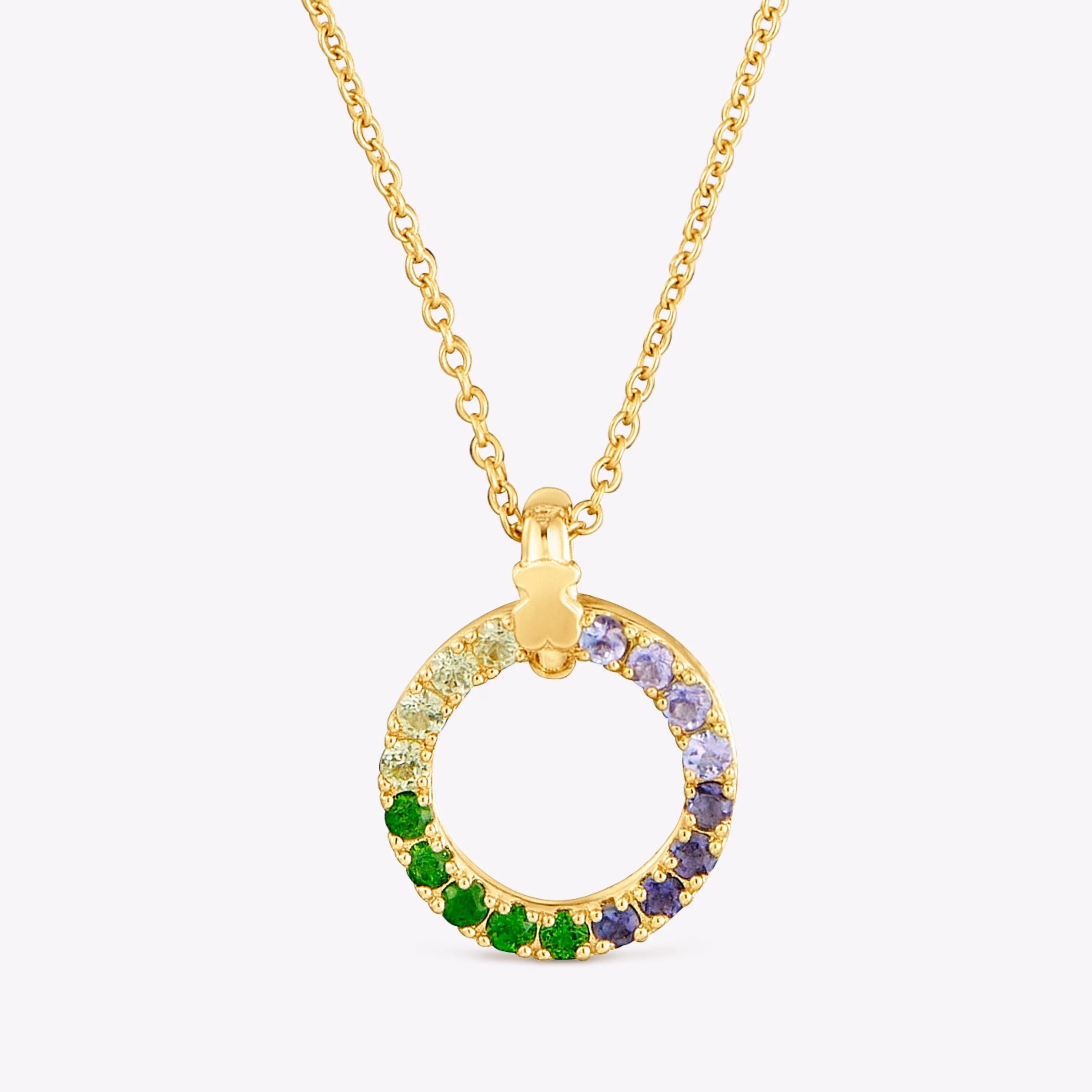 Collar con baño de oro 18 kt sobre plata y gemas Straight