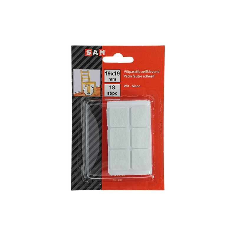 Patin en feutre adhésif blanc 19 x 19 mm 18 pièces