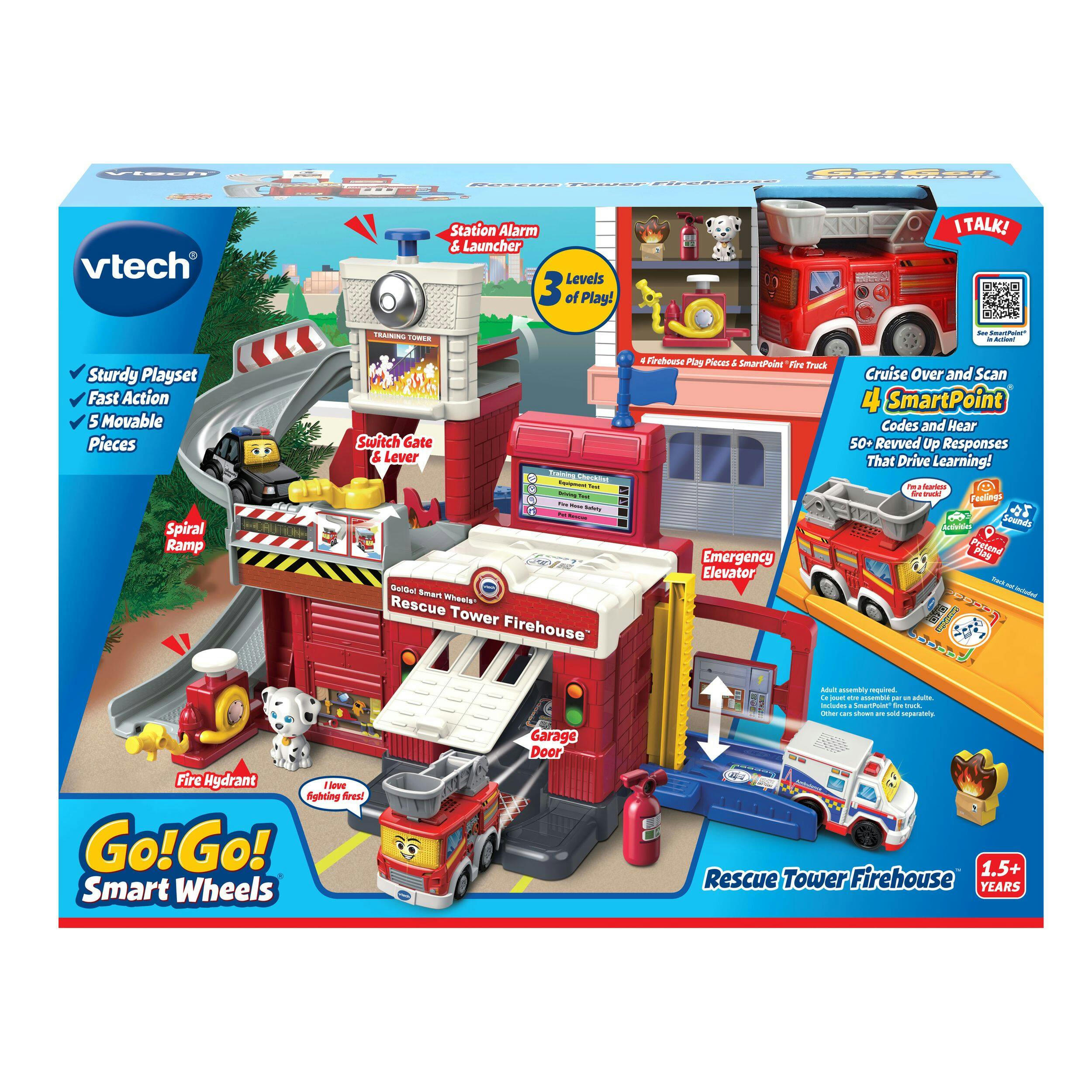 VTech Go! Go! Smart Wheels Race Rescue Firehouse Track, English