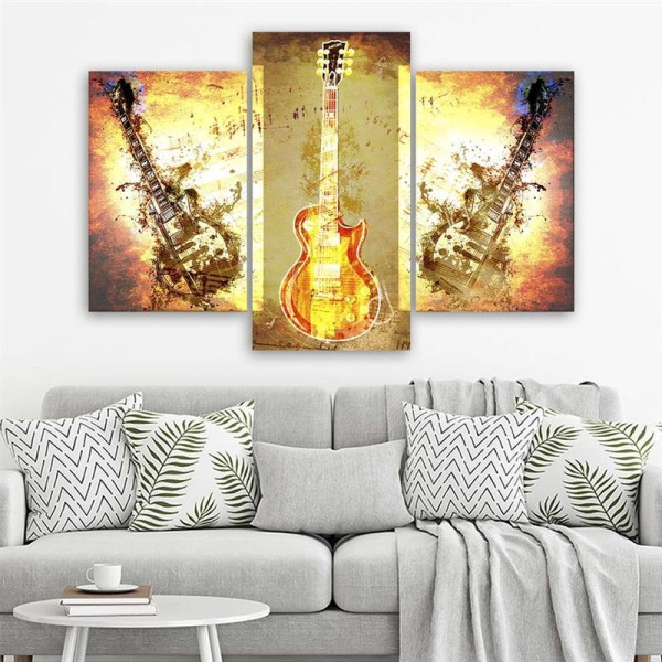 Feeby Obraz tryptyk na płótnie Abstrakcyjna gitara 60x40