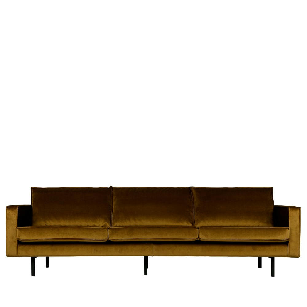BRONCO - Grand canapé 4 places vintage velours bronze