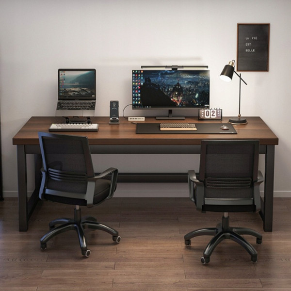 Biurko komputerowe nowoczesne ciemny buk loft industrialne 120 cm gamingowe