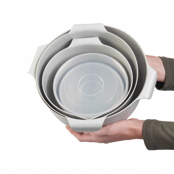KADAX Zestaw Misek 7El   Durszlak 3L Plastikowe Białe
