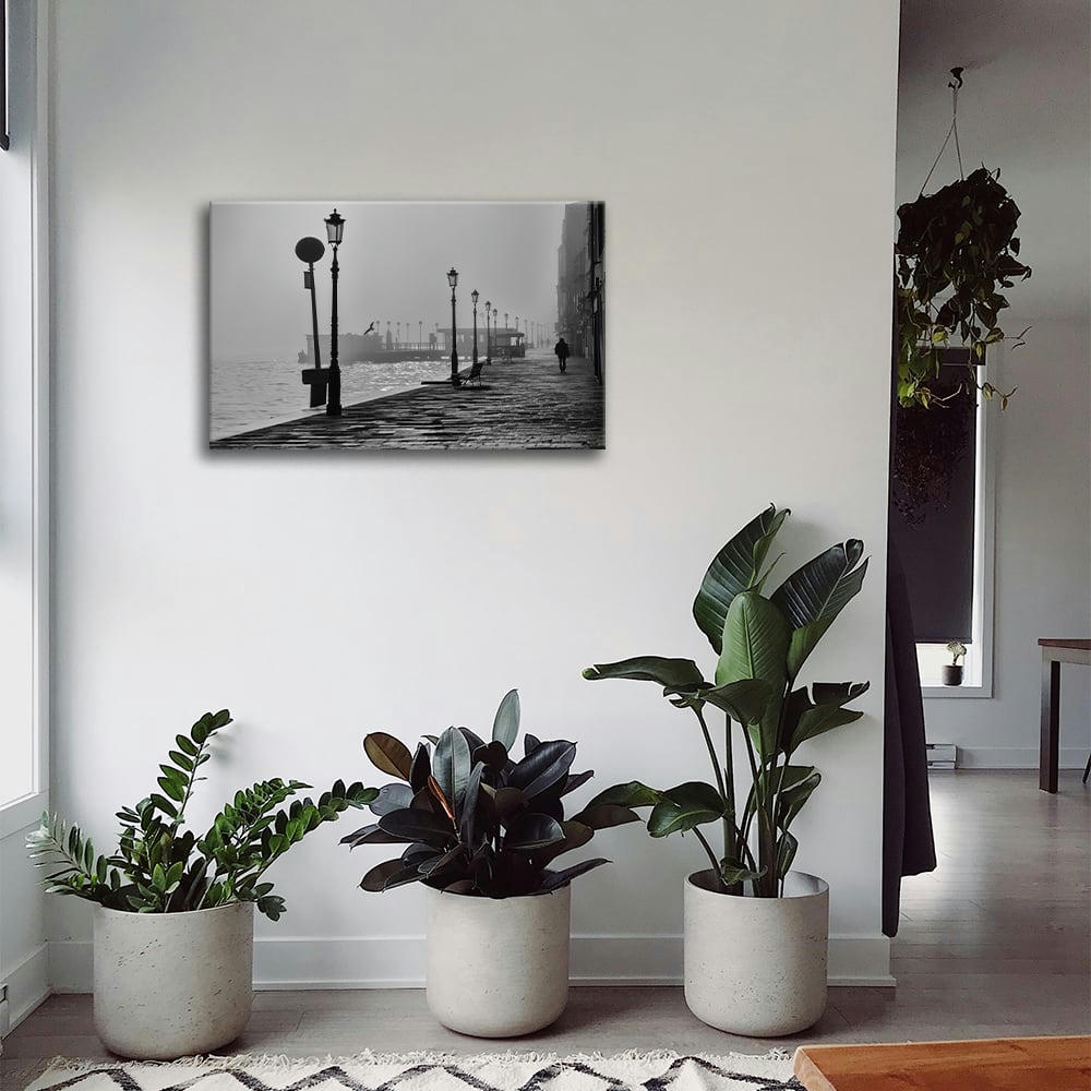 - Tableau impression sur toile lampes de rue dans la brume 60x90cm