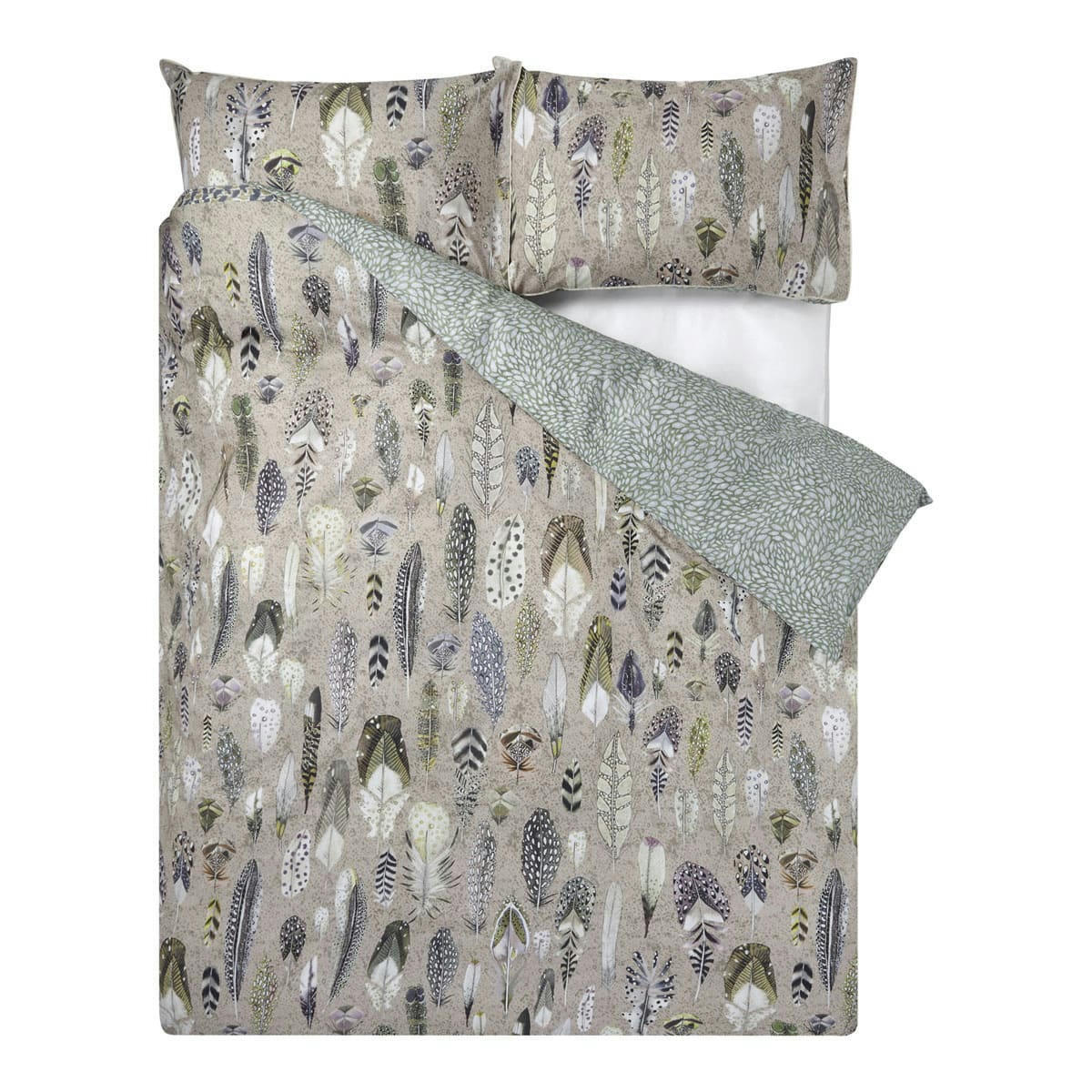 QUILL NATURAL - Housse de couette imprimée en coton beige 260x240