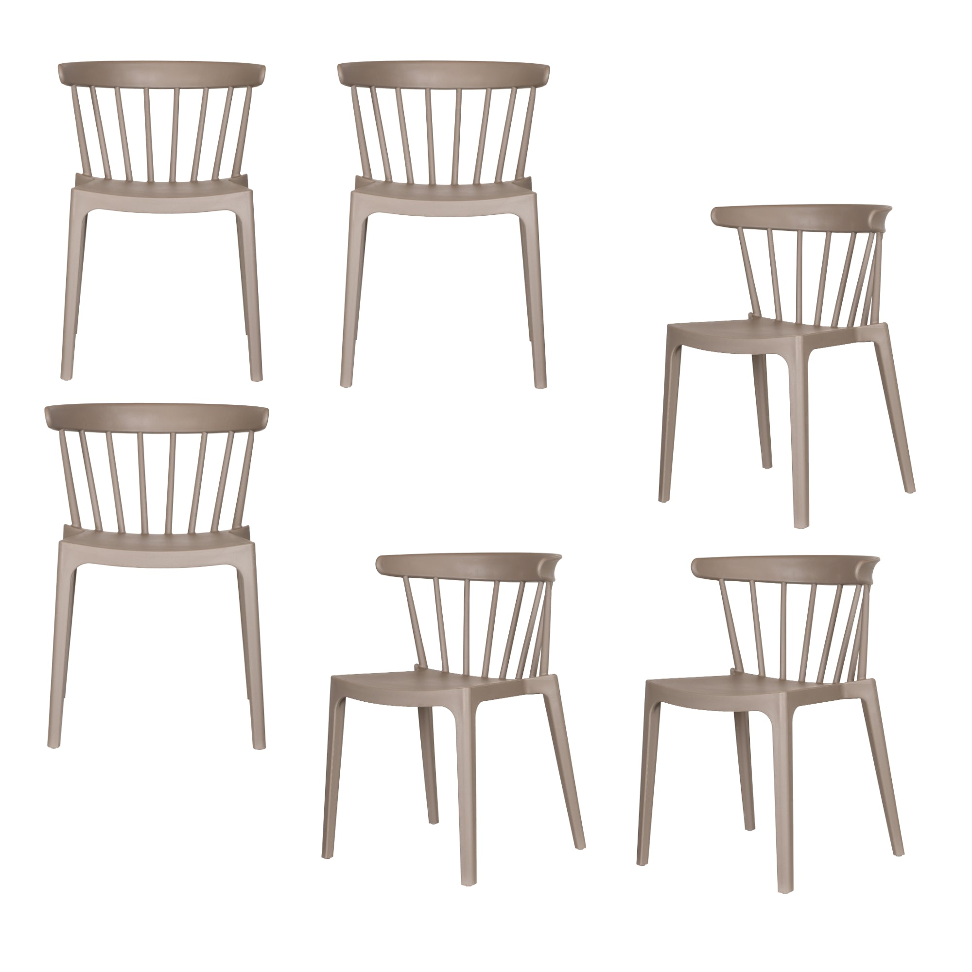 WOOOD tuinstoelen Bliss - Kunststof - Taupe - Set van 6