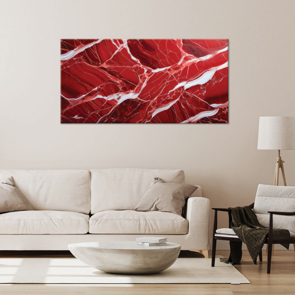 Feeby Obraz na płótnie, Czerwony Marmur Kamień Glamour 120x60