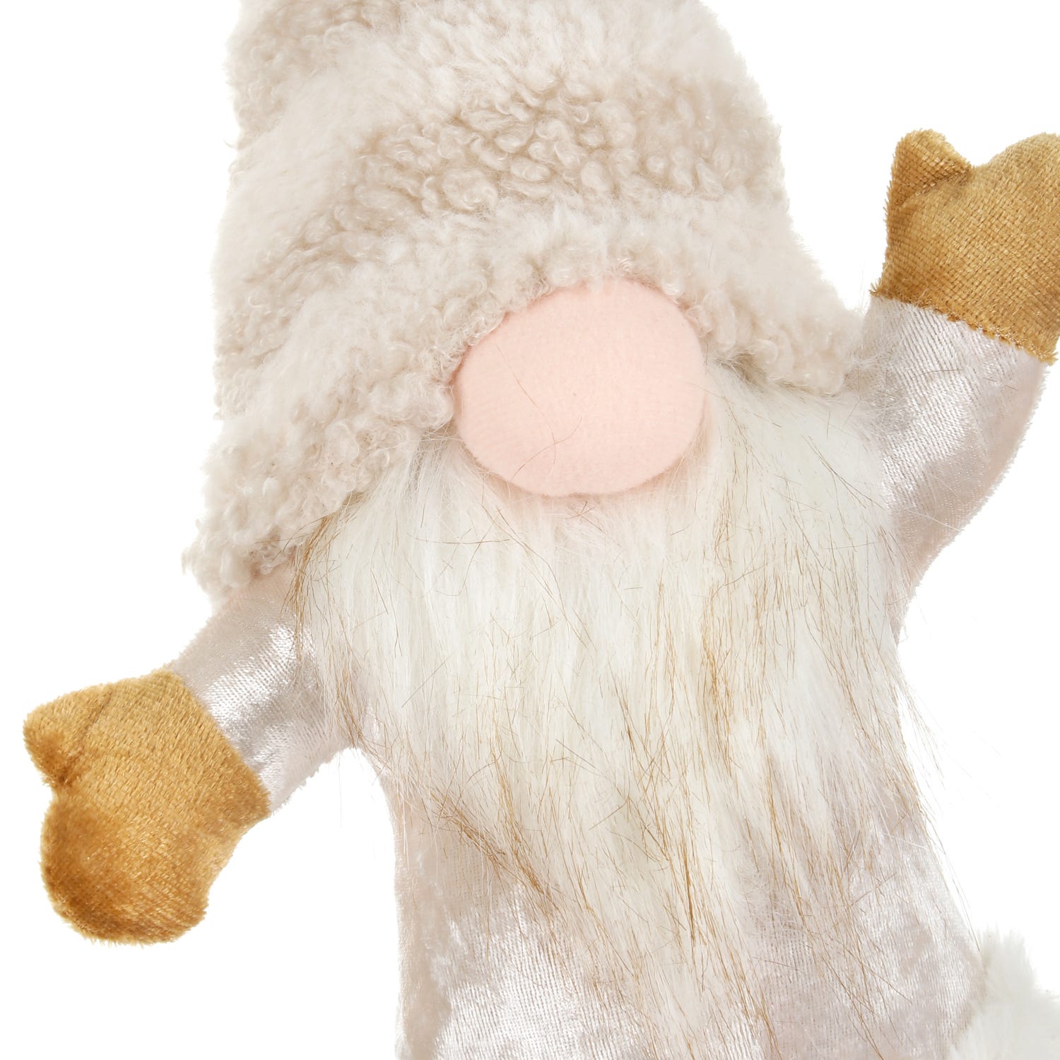 Gnomo Natale piede alzato 45 cm cappello grigio a righe