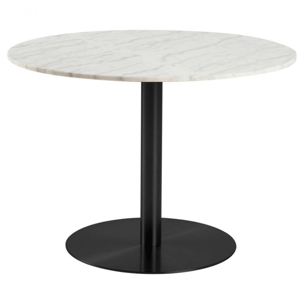 CORBANE - Table à manger ronde en marbre blanc pied noir