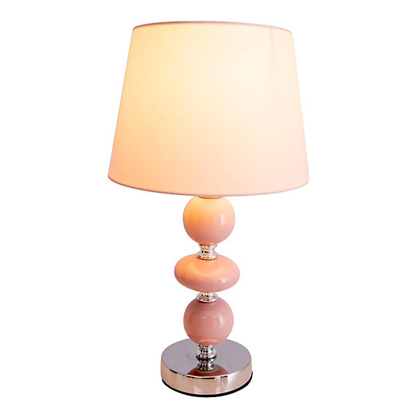 Lampe de table Araga 36cm metal ceramique textile rose douille E14 salle a manger salon entree bureau