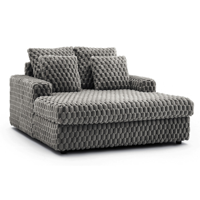 Fotel Wypoczynkowy Kanapa Sofa do Spania Salonu Welur Pluszowy Szary KOBEL