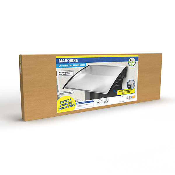 Auvent de porte d'entrée transparent 120 x 80 cmProtection pluie et soleilTERRE JARDIN