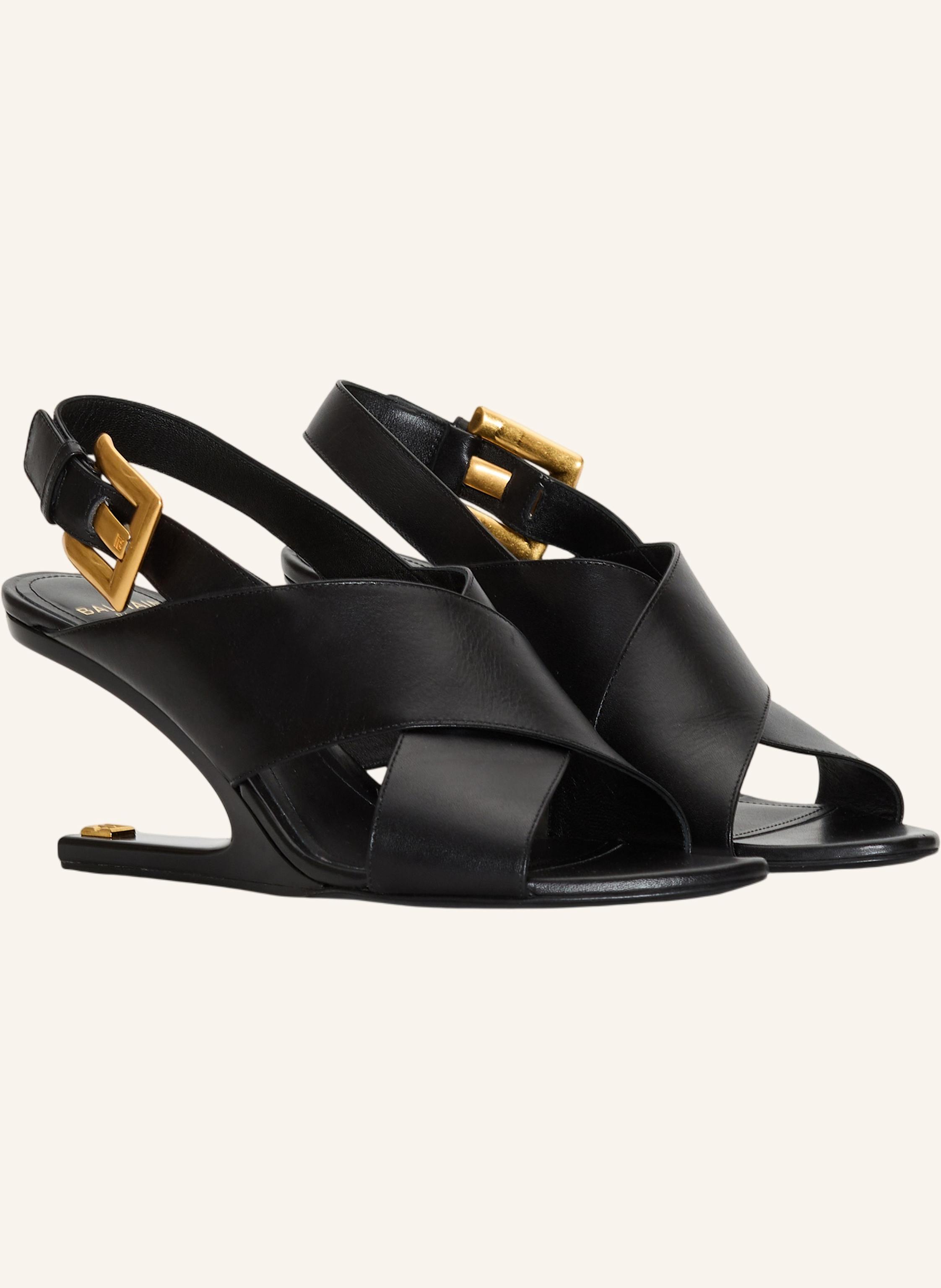 BALMAIN Anthem No Wedge Sandalen aus Glattleder