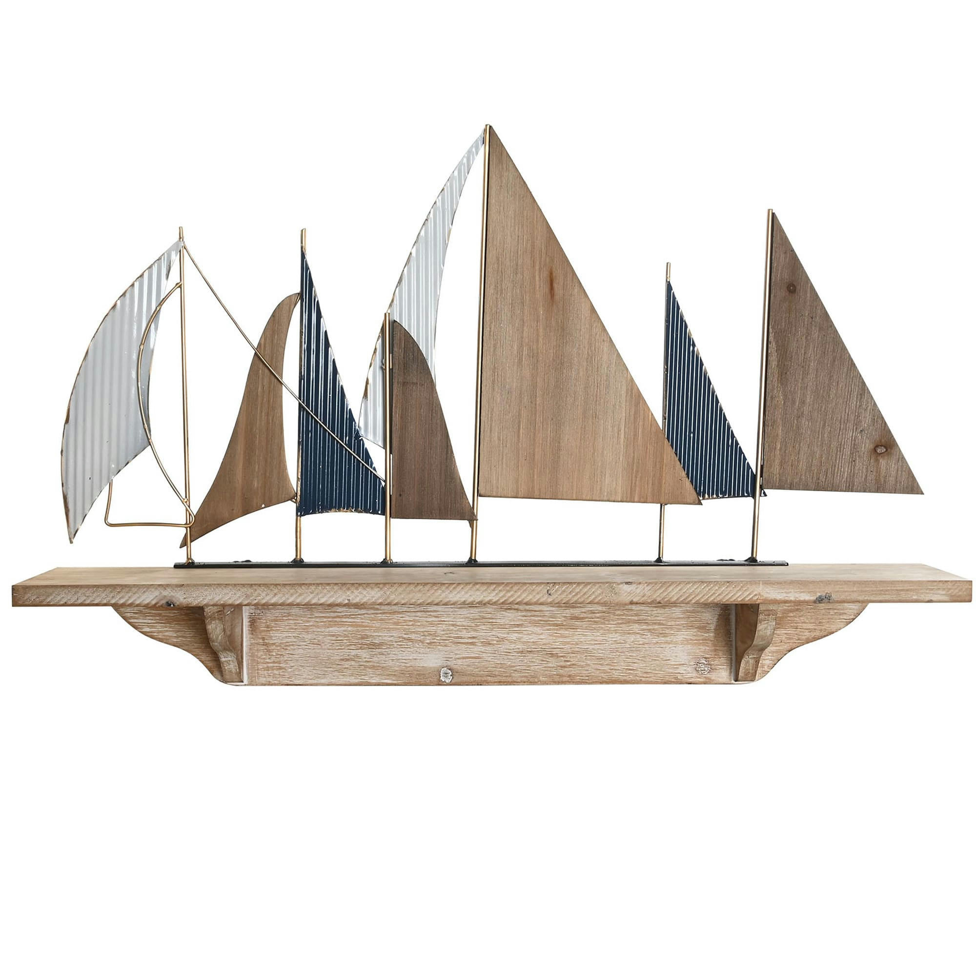 - Étagère murale bois et métal voiles 71x12x45cm
