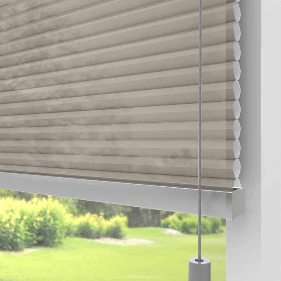 Kwantum Plisségordijnen | Isolerende Gordijnen | Fenstr Dubbel Plissé Lizzy  Lichtdoorlatend Zand