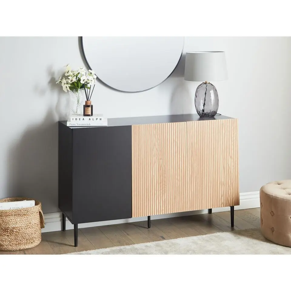 BLYTHE - Sideboard 3-deurs - Zwart/Bruin - MDF