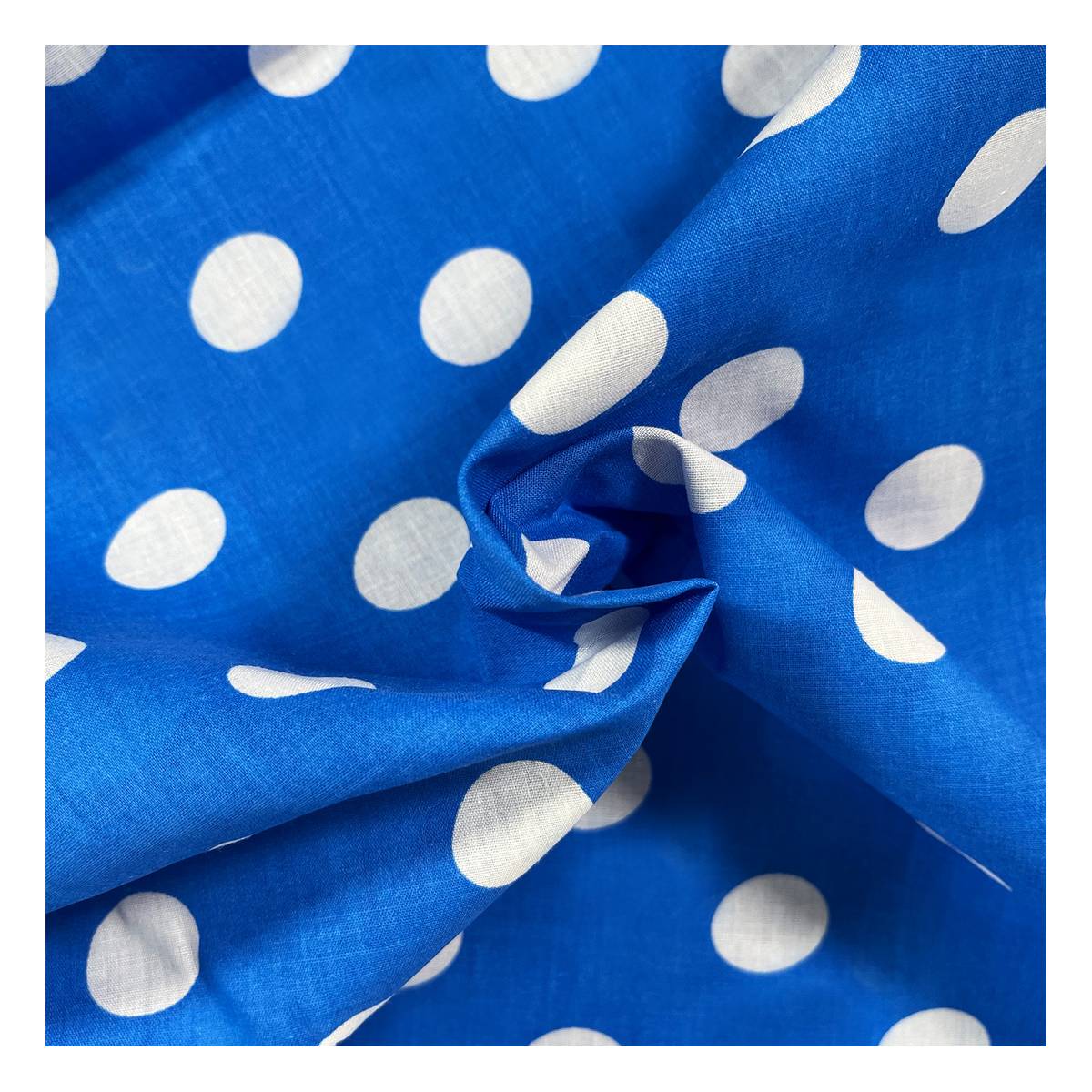 Royal and White Spot Polycotton Fabric by the Metre