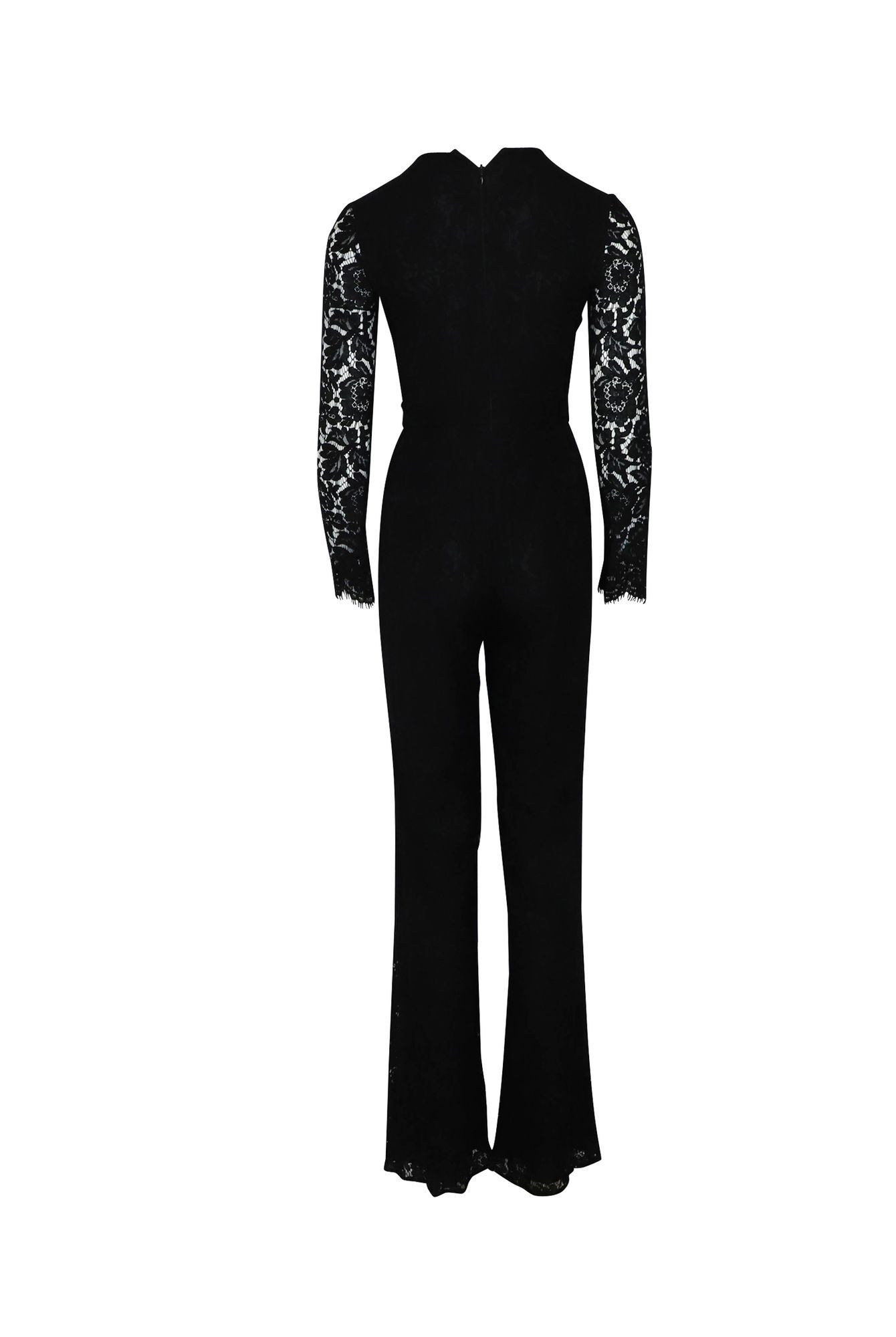 Diane Von Furstenberg Preloved Kyara Tux Lace Jumpsuit in Black Cotton