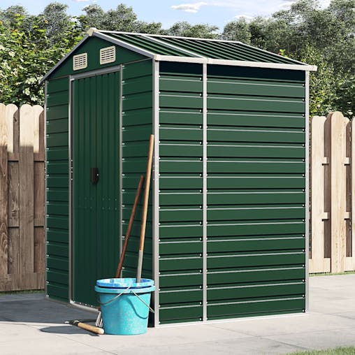 NNEVL Garden Shed Green 191x130x198 cm Galvanised Steel