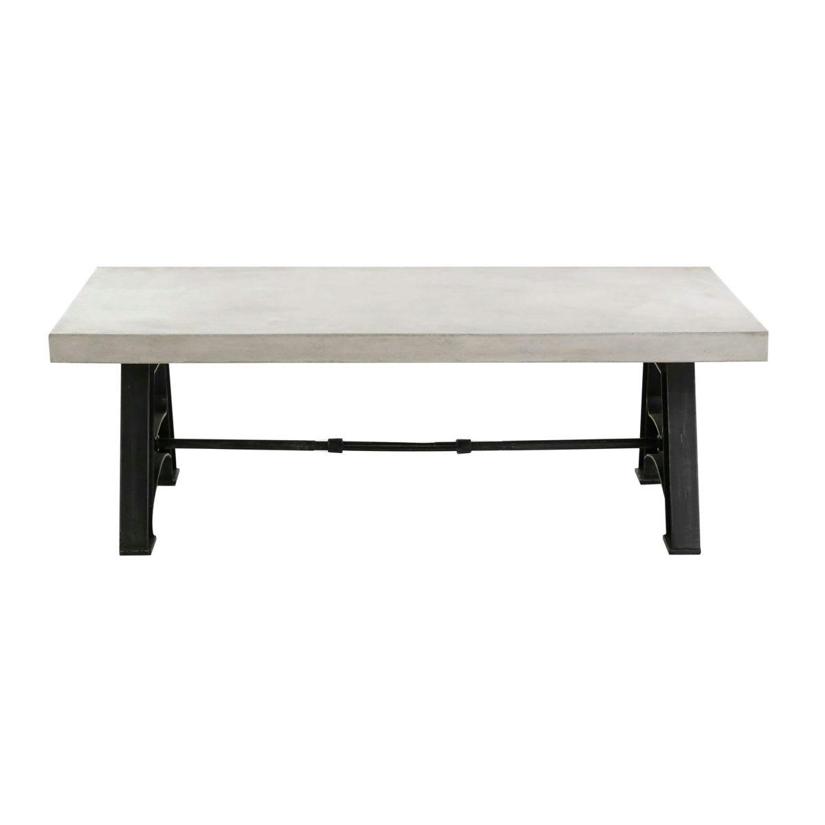 GRAPHIK - Table basse rectangulaire béton ciré et métal 120 cm