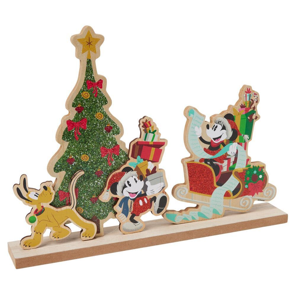 Décoration Disney à poser Mickey à No&euml;l bois 34x5xH25cm