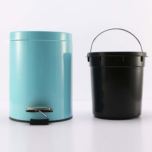 SOGA 7L Modern Foot Pedal Trash Bin Waste Kitchen Bathroom Stainless Steel Round Blue