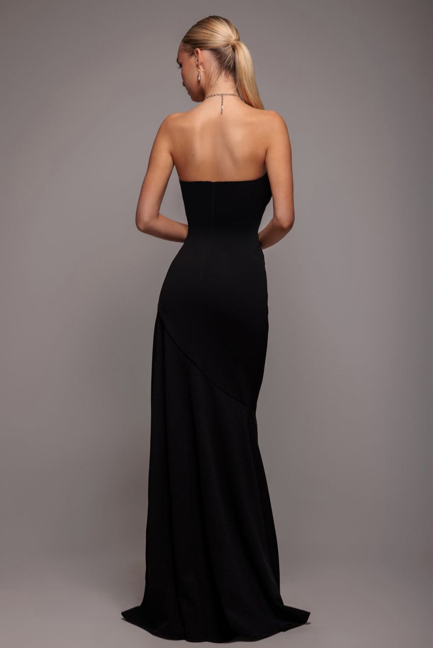 Goddiva Scuba Crepe Bandeau Maxi With Diamante Necklace