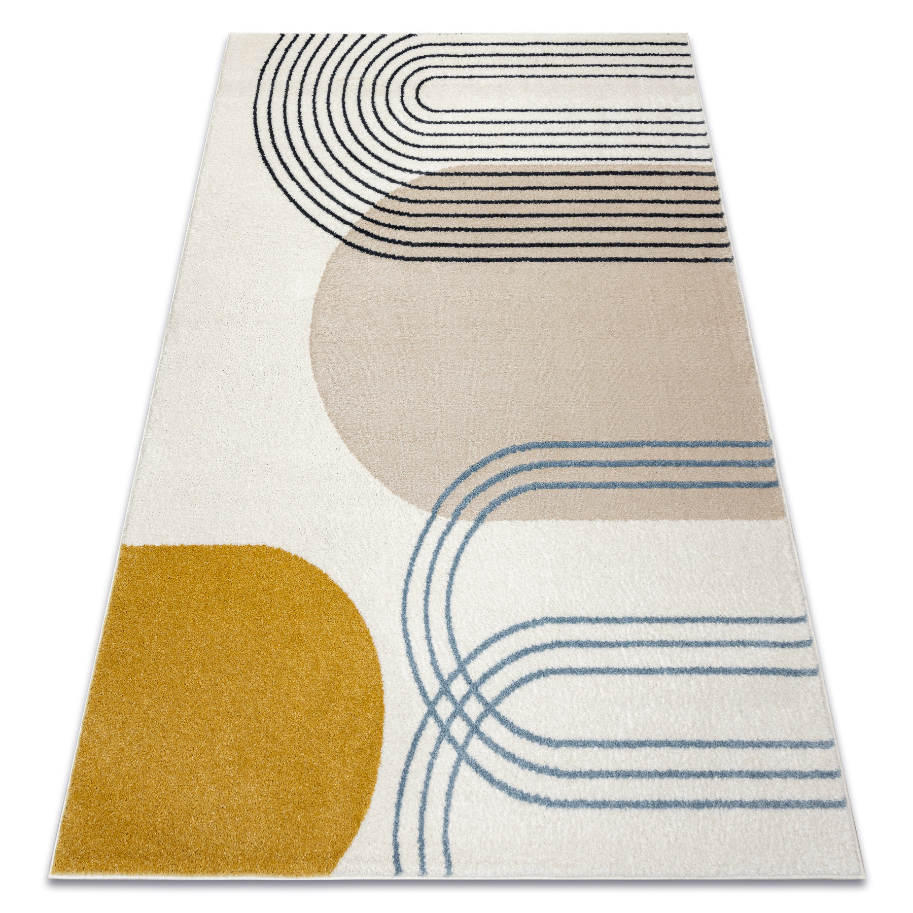 Dywan FUSION 7157 biały / złoty - Geometryczny, nowoczesny, 80x150 cm