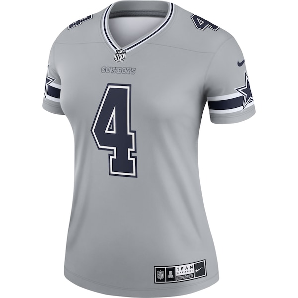 Dak Prescott Dallas Cowboys Nike Women's Inverted Legend Jersey - Gray