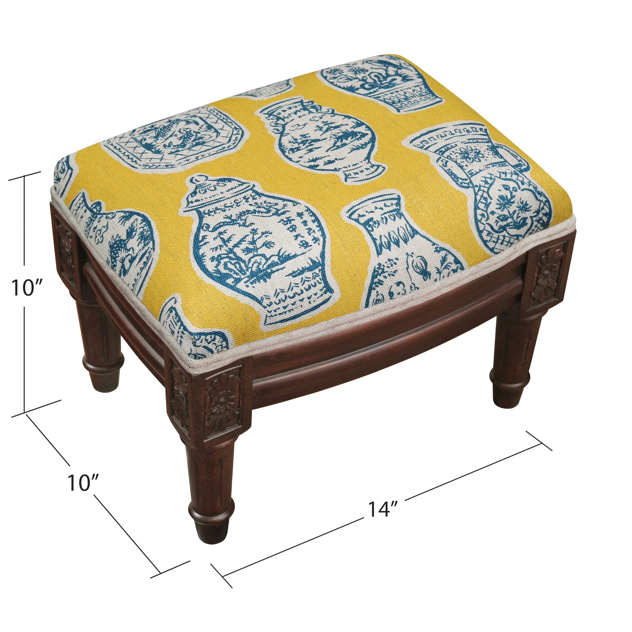 Blue and Yellow Ginger Jar Footstool