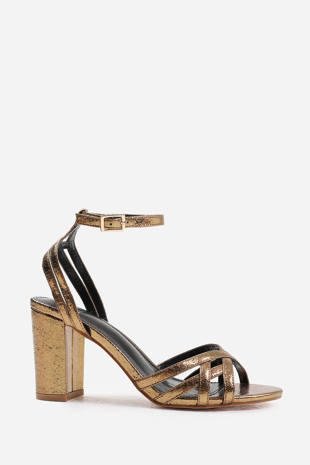 Where's That From Erin' Wide Fit Mid Block Heel With Cross Over Strap Detailing