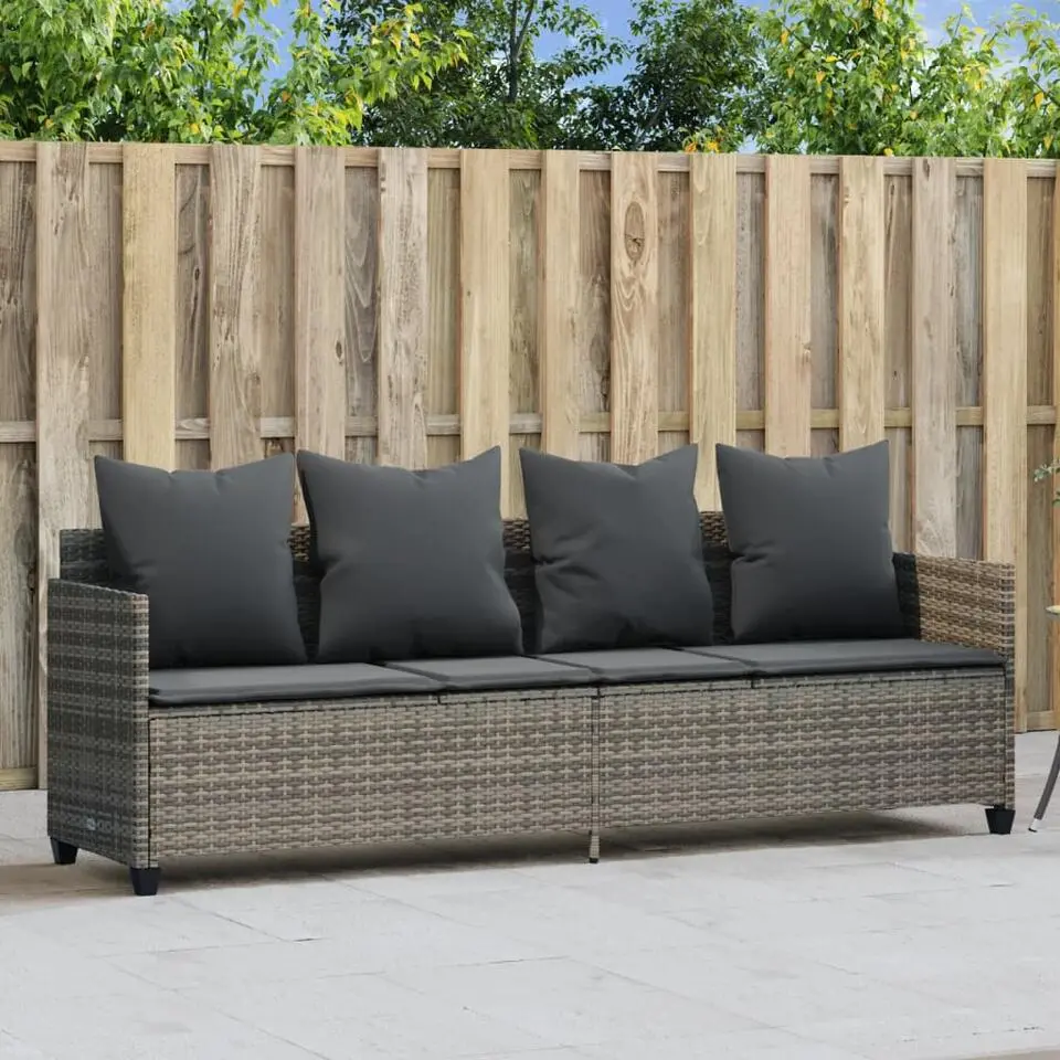vidaXL - loungebank - Grijs - Poly rattan