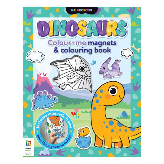 Kaleidoscope Dinosaurs Colour-Me Magnets and Colouring Book