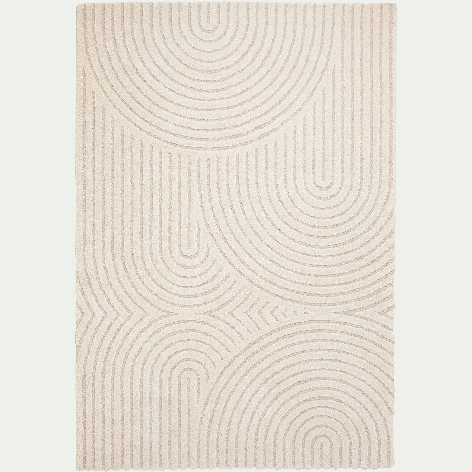 PELA - Tapis à motifs circulaire - blanc écru 200x290cm