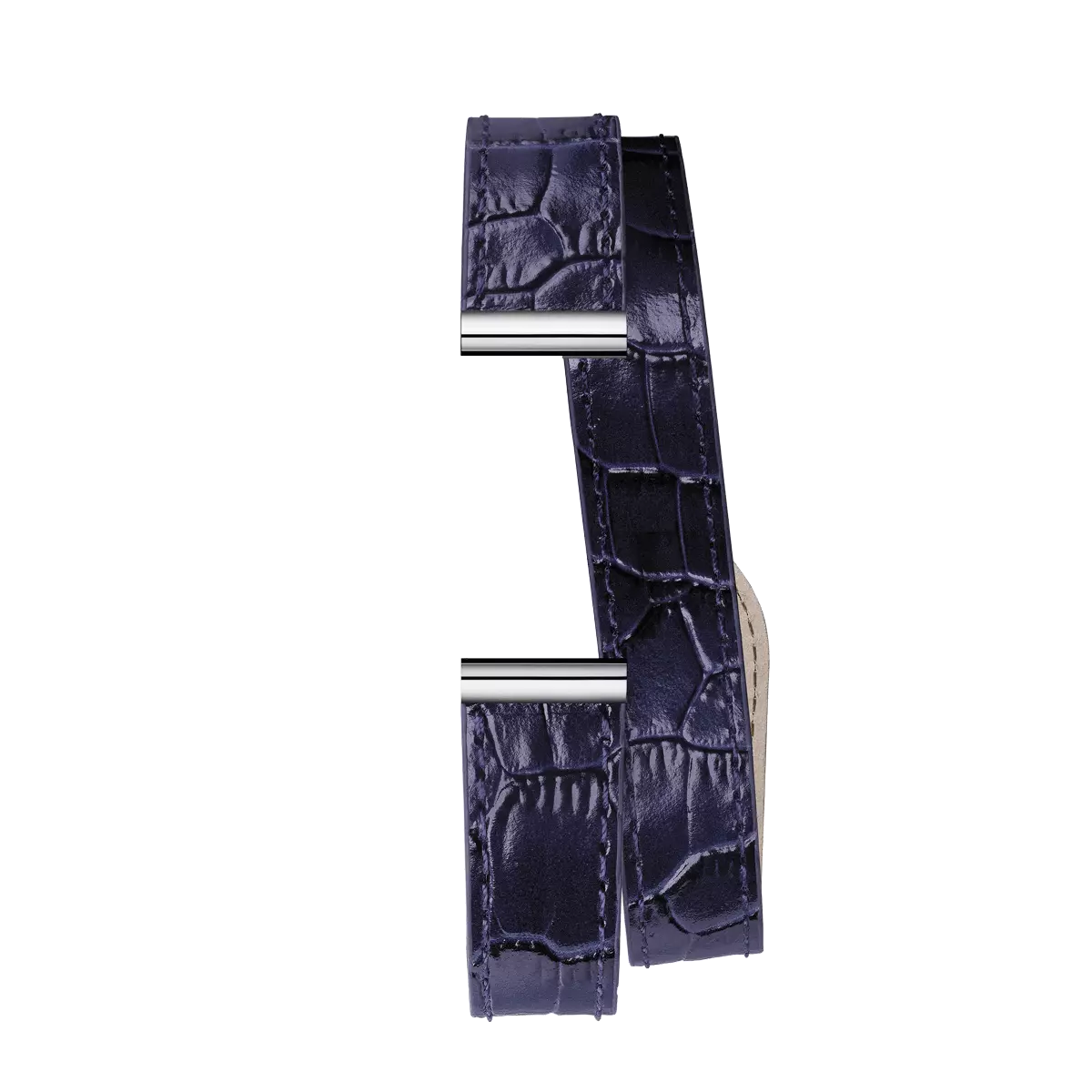 ANTARÈS – BRACELET DOUBLE – BLEU MARIN CROCO