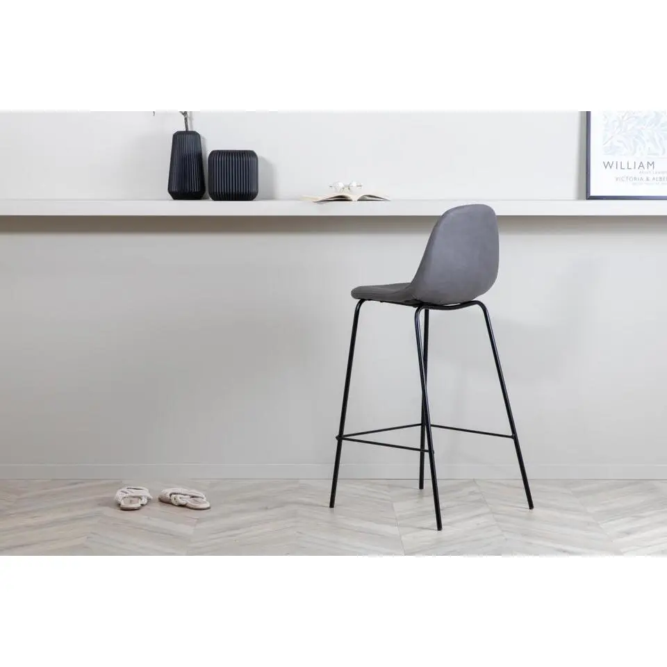 Svea - Selo barkruk 77 cm - lederlook - grijs