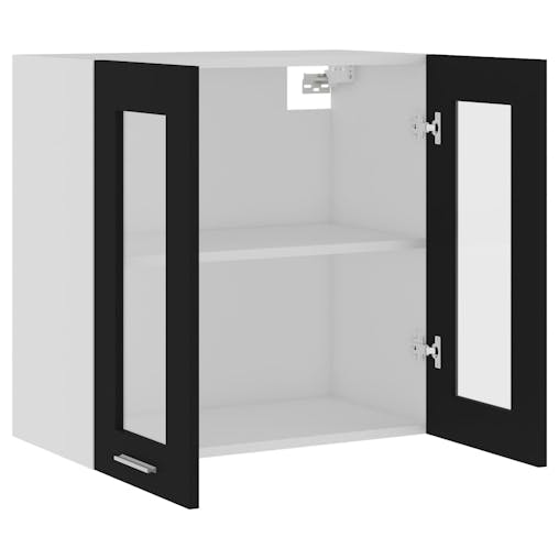 NNEVL Hanging Glass Cabinet Black 60x31x60 cm Chipboard