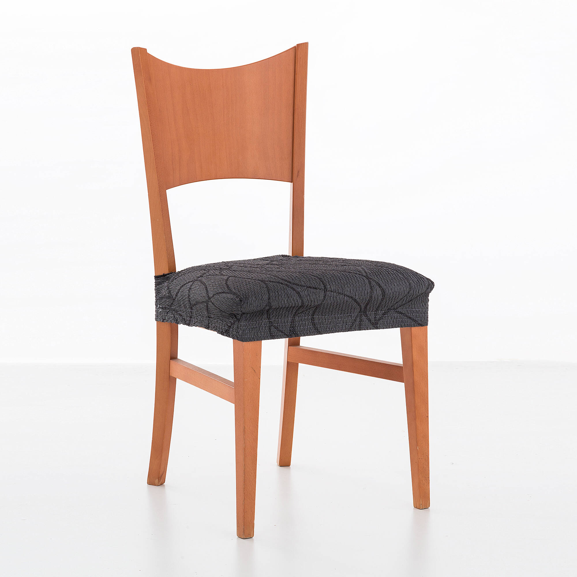 Housse extensible motif jacquard "serpentins" spéciale assise de chaise - lot de 2