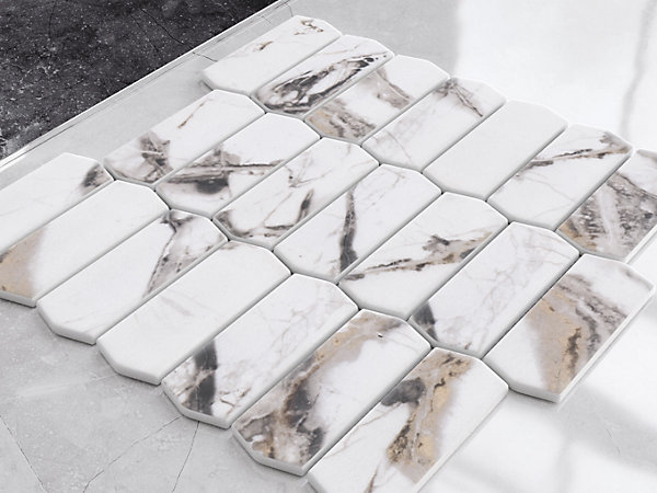 Mosaïque en verre sur maille pour salle de bain ou cuisine 29.7cm x 28.8cm - Caotic marble